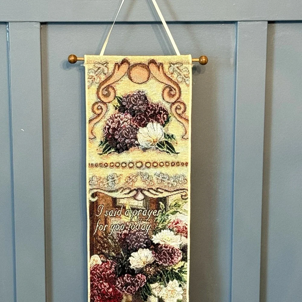 Wall Hanging Woven Tapestry Bell Pull Today I Said a Prayer for You 45